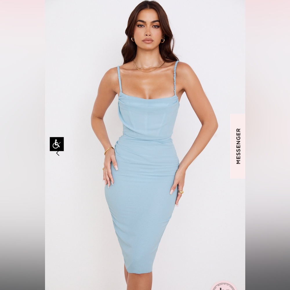 House of CB London Jamille Dress size L+ 10-12 Baby blue corset mini dress